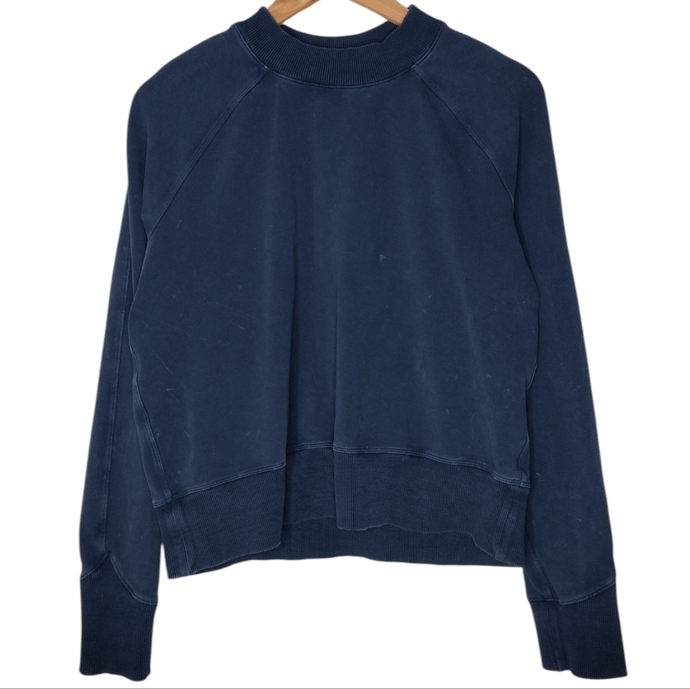 Lululemon Ready To Roll Acid Rubber Dye True Navy Crew Neck Sweater Sz S